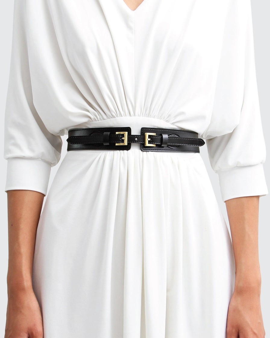 Women Belle & Bloom Belts | London Fog Leather Waist Belt - Black