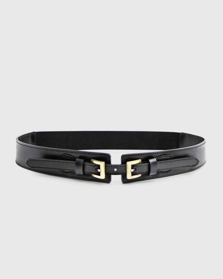 Women Belle & Bloom Belts | London Fog Leather Waist Belt - Black