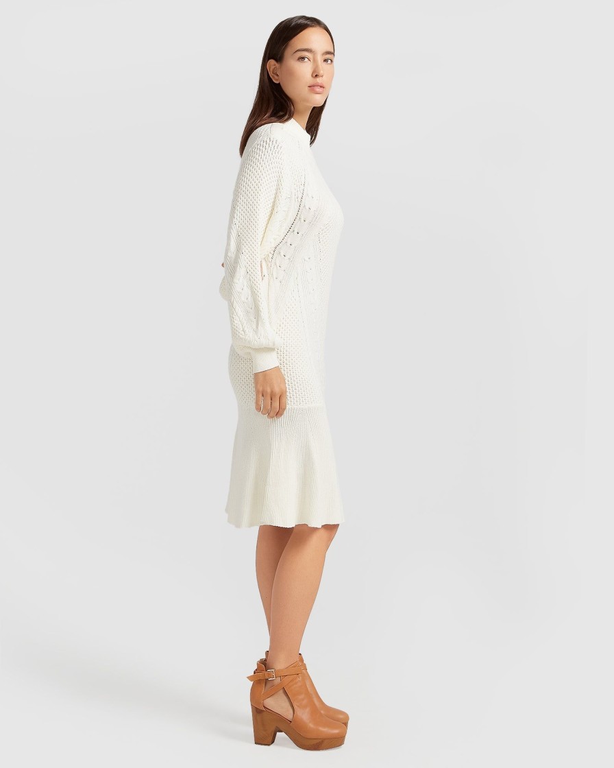 Women Belle & Bloom Midi Dresses | Love Letter Knit Dress - Cream