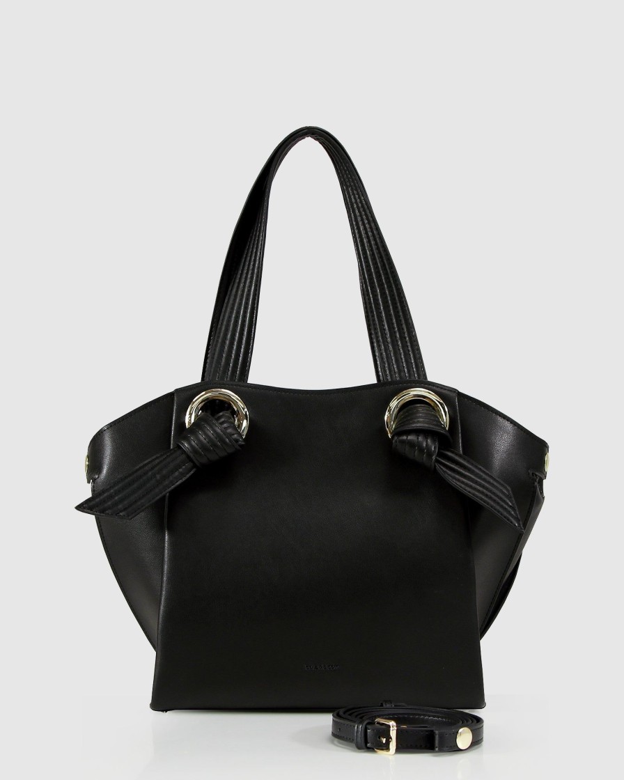 Women Belle & Bloom Shoulder Bags | Heart Of Gold Leather Shoulder Bag - Black