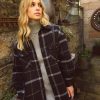 Women Belle & Bloom Wool Coats | River'S Edge Plaid Shacket - Black Plaid