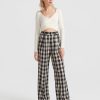 Women Belle & Bloom Pants | Dominoes Wide Leg Check Pant - Black Check