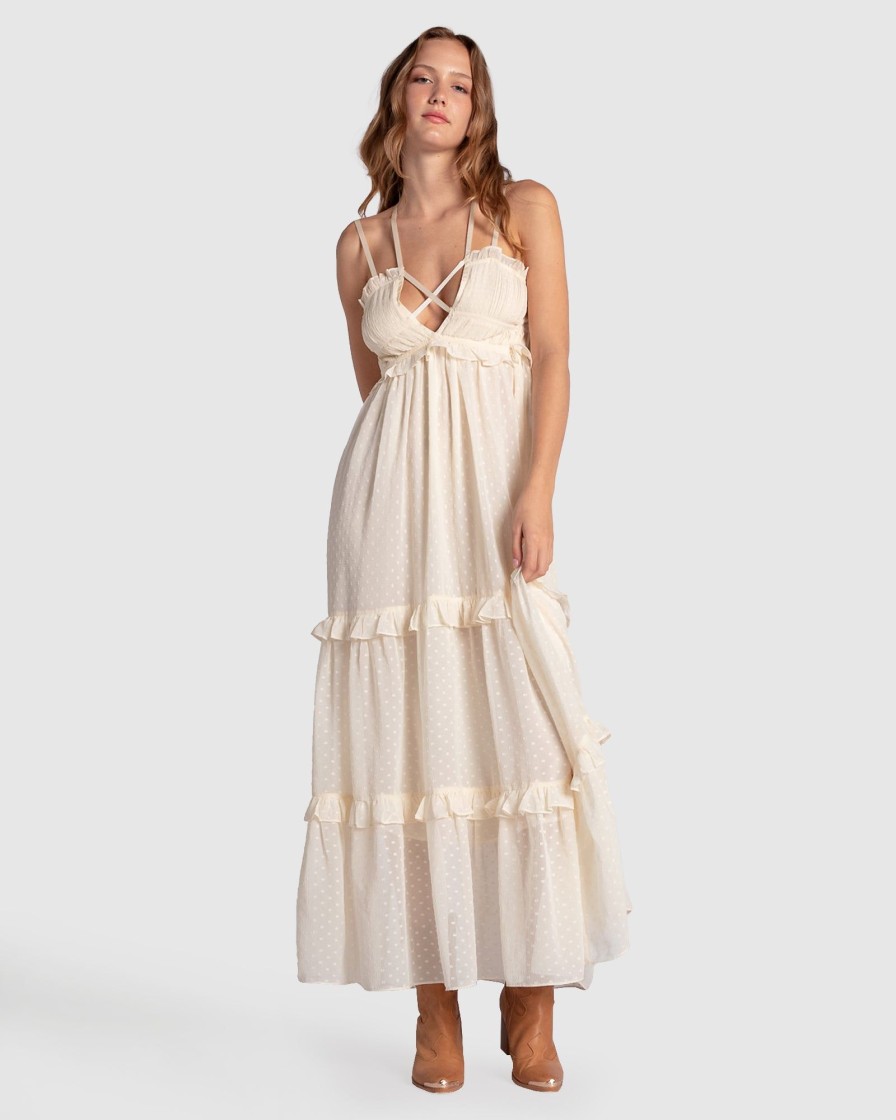 Women Belle & Bloom Midi Dresses | As It Was Tiered Midi Dress - Vintage White