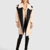 Women Belle & Bloom Wool Coats | Watch Me Go Oversized Leather Trimmed Coat - Pale Oat