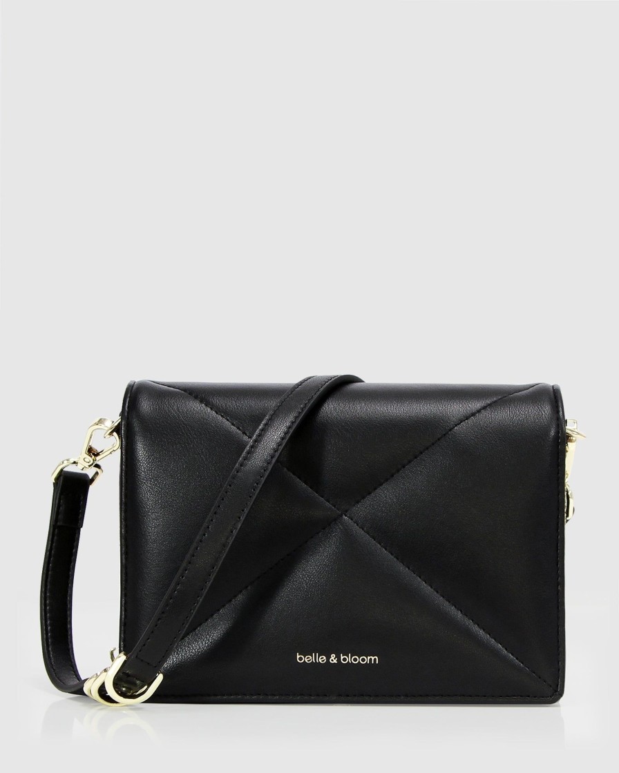 Women Belle & Bloom Cross-Body Bags | Moonlit Drive Leather Crossbody Bag - Black