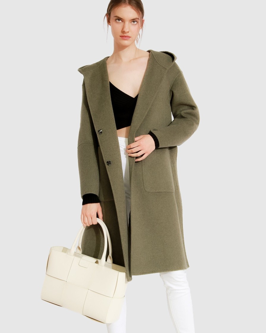 Women Belle & Bloom Wool Coats | Walk This Way Wool Blend Oversized Coat - Army Green