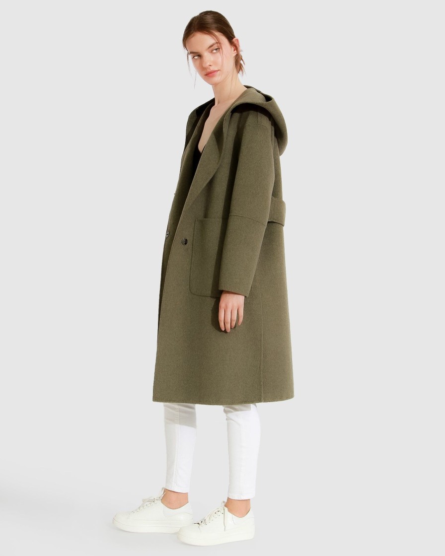 Women Belle & Bloom Wool Coats | Walk This Way Wool Blend Oversized Coat - Army Green