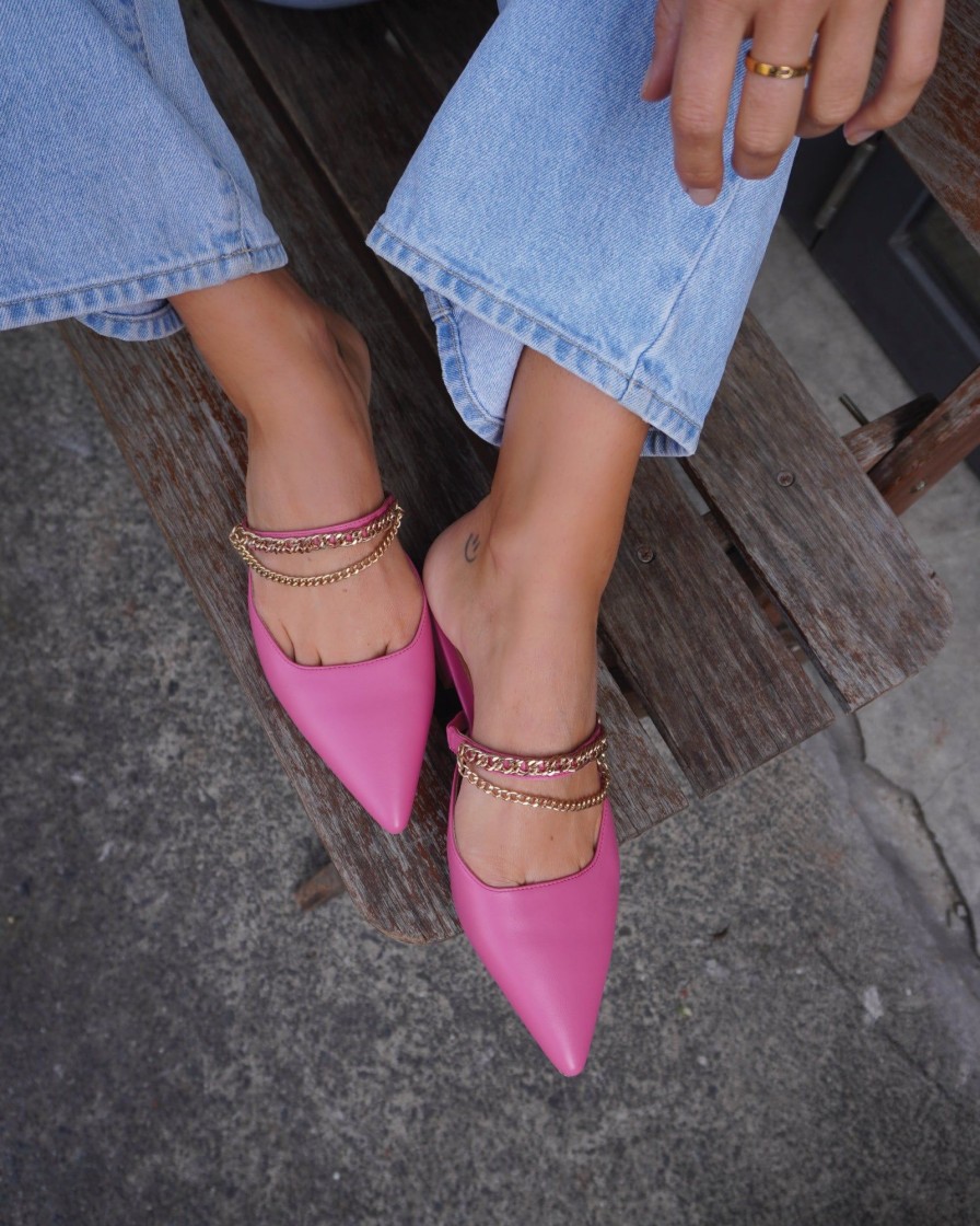 Women Belle & Bloom Flats | On The Go Leather Flat - Hot Pink