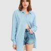 Women Belle & Bloom Shirts & Blouses | South Coast Oversized Shirt - Light Blue Final Sale