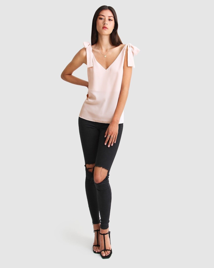 Women Belle & Bloom Shirts & Blouses | Feel For You V-Neck Top - Blush