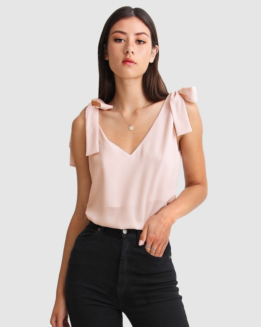 Women Belle & Bloom Shirts & Blouses | Feel For You V-Neck Top - Blush