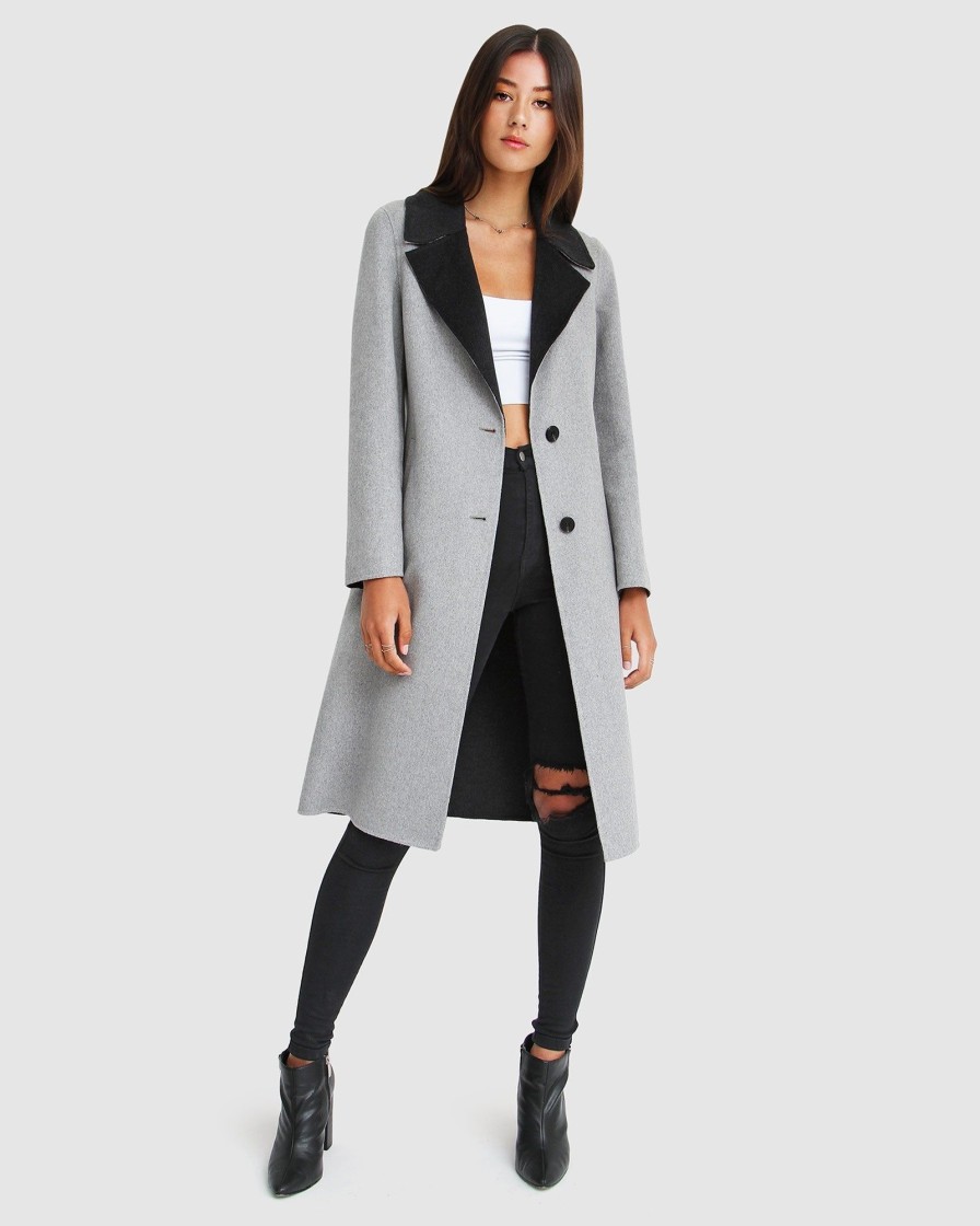 Women Belle & Bloom Wool Coats | Lexington Two-Tone Wool Blend Coat - Grey