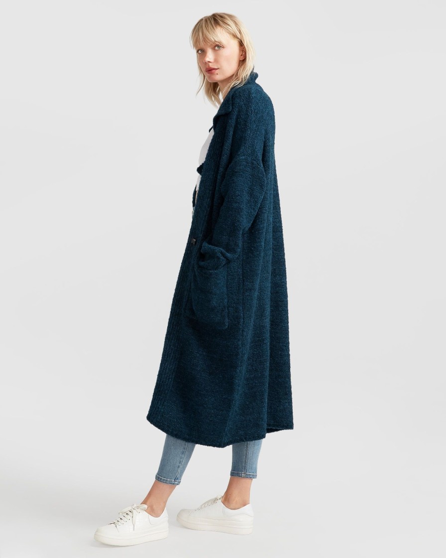 Women Belle & Bloom Jumpers & Knits | Born To Run Sustainable Sweater Coat - Dark Teal