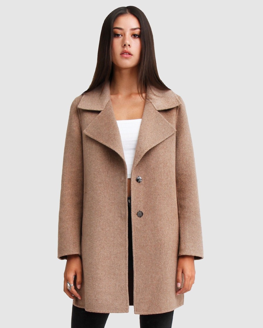 Women Belle & Bloom Wool Coats | New Fit Ex-Boyfriend Wool Blend Oversized Jacket - Oat