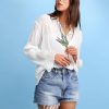 Women Belle & Bloom Shirts & Blouses | Yoko Shirred Chiffon Blouse - Cream