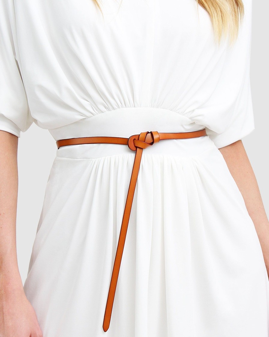 Women Belle & Bloom Belts | Tie The Knot Leather Belt - Brown