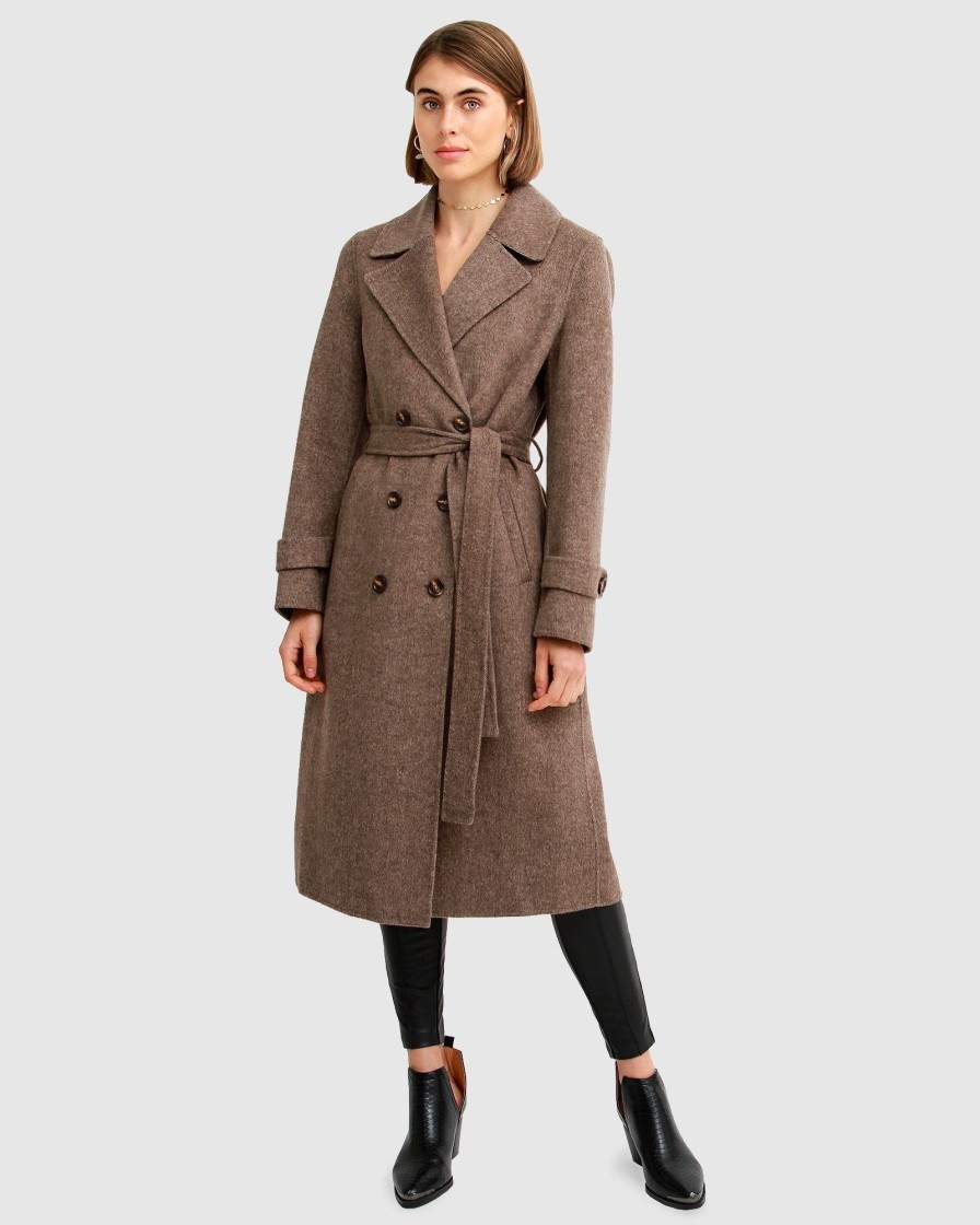 Women Belle & Bloom Belted Coats | Front Runner Belted Coat - Walnut