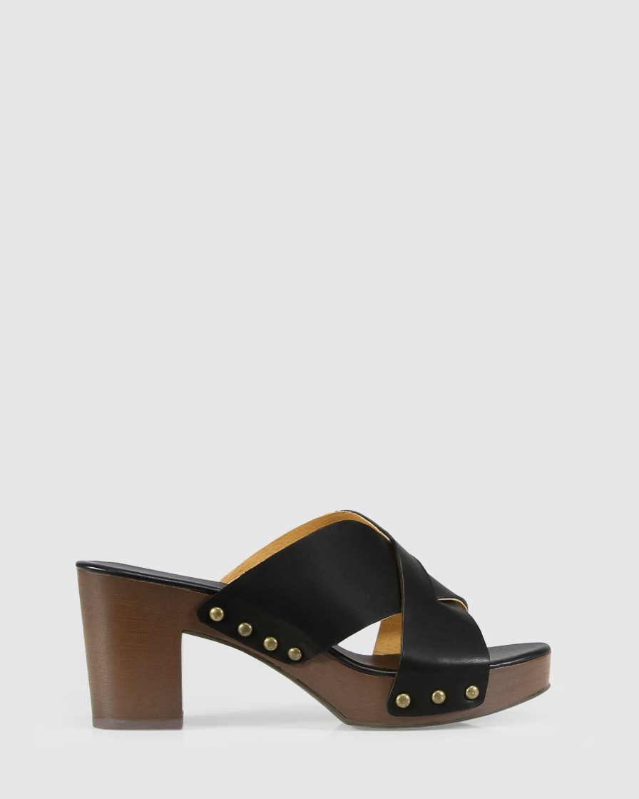 Women Belle & Bloom Heels | Midtown Clog Mule - Black/Chocolate