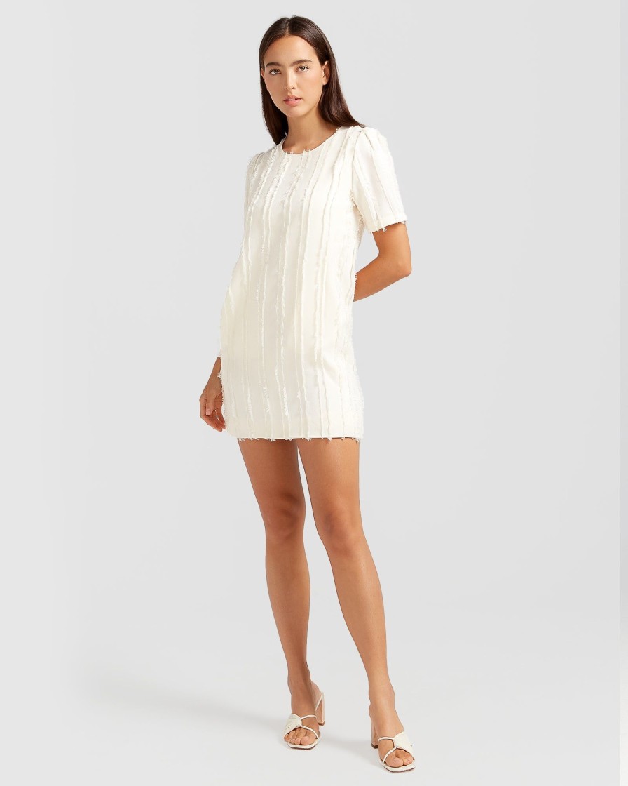 Women Belle & Bloom Mini Dresses | Star Child Textured Mini Dress - Off-White