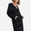 Women Belle & Bloom Wool Coats | Walk This Way Wool Blend Oversized Coat - Navy Plaid