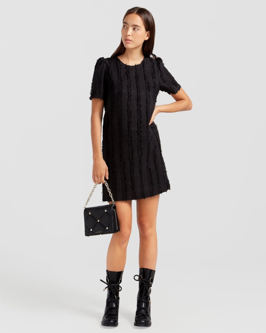 Women Belle & Bloom Mini Dresses | Star Child Textured Mini Dress - Black