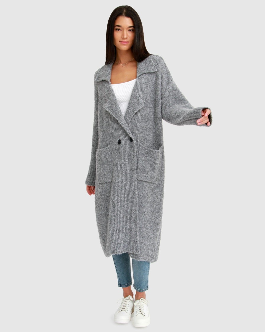 Women Belle & Bloom Jumpers & Knits | Born To Run Sustainable Sweater Coat - Grey