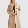 Women Belle & Bloom Wool Coats | Boss Girl Double-Breasted Lined Wool Coat - Pale Oat