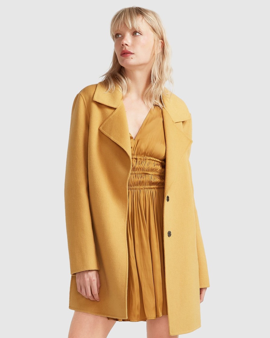 Women Belle & Bloom Wool Coats | New Fit Ex-Boyfriend Wool Blend Oversized Jacket - Antique Gold