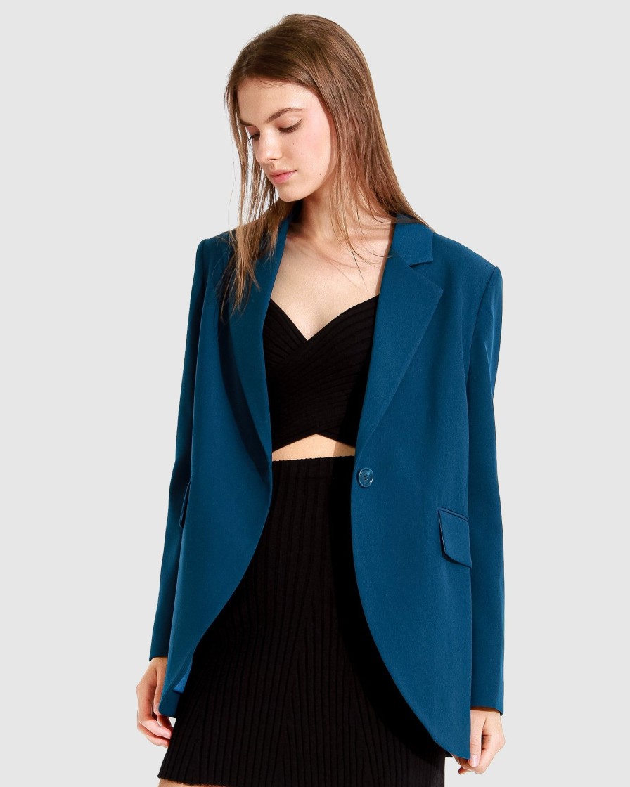 Women Belle & Bloom Suits & Blazers | Unchained Heart Blazer - Dark Teal