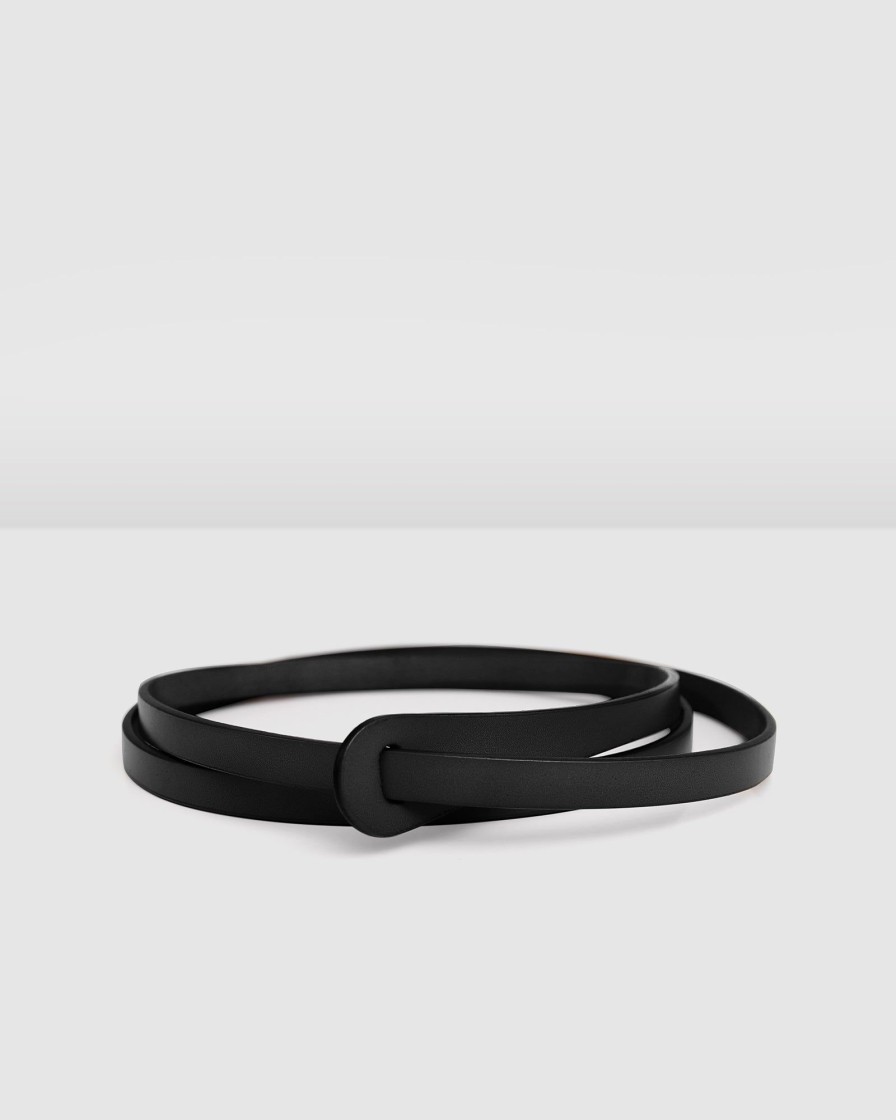 Women Belle & Bloom Belts | Tie The Knot Leather Belt - Black