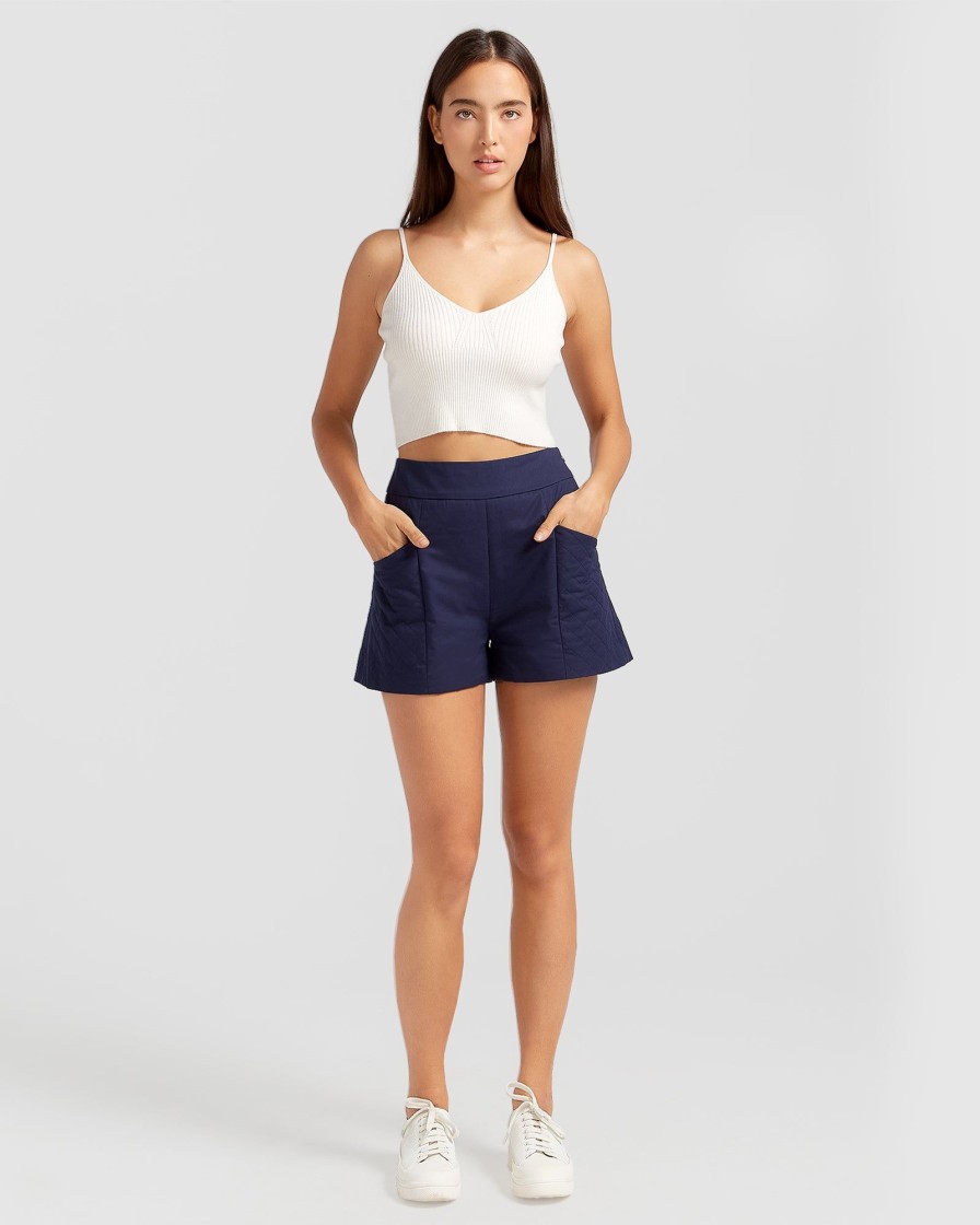 Women Belle & Bloom Pants | A Kind Of Magic Quilted Shorts - Navy