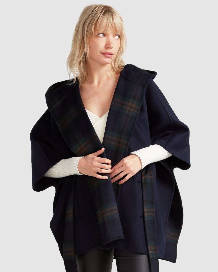 Women Belle & Bloom Belted Coats | Jackson Landing Wool Blend Cape Coat - French Navy