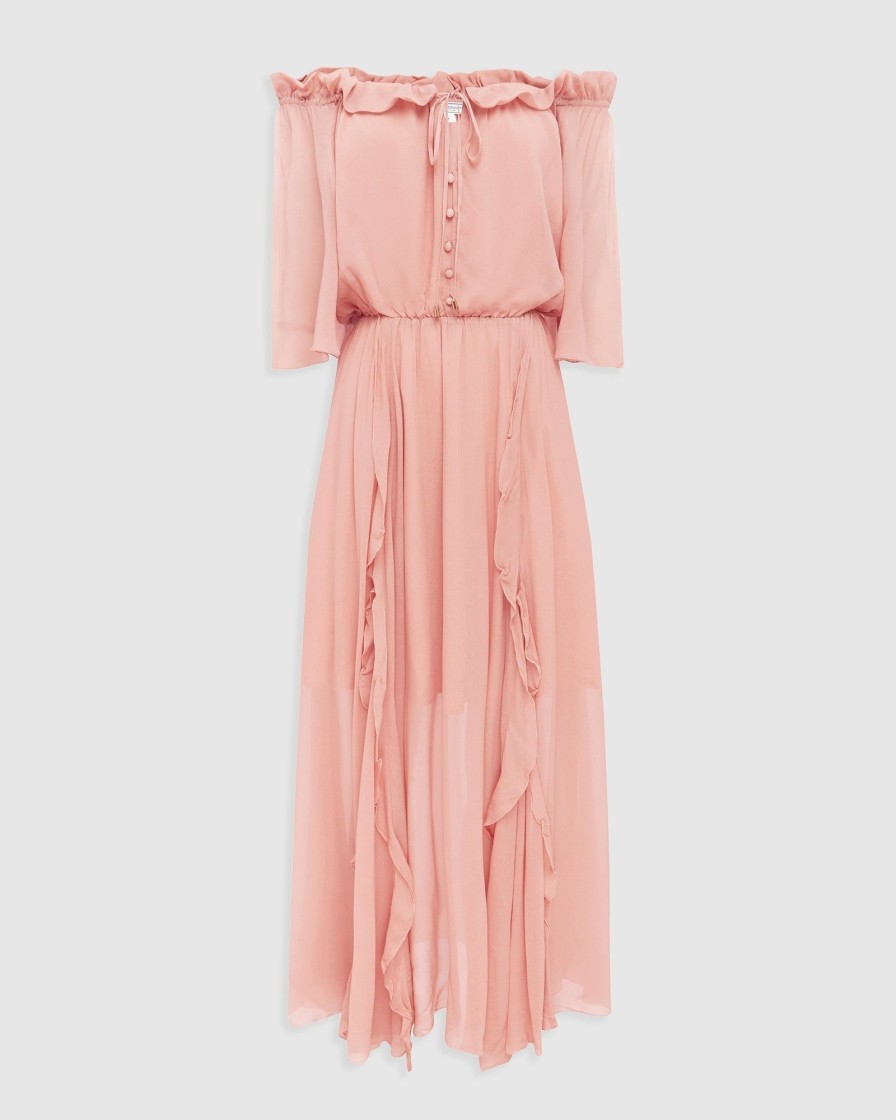 Women Belle & Bloom Maxi Dresses | Amour Amour Ruffled Midi Dress - Desert Rose Final Sale