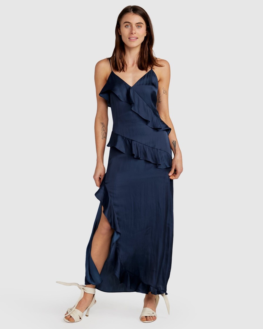 Women Belle & Bloom Maxi Dresses | Ocean Eyes Tiered Maxi Dress - Navy