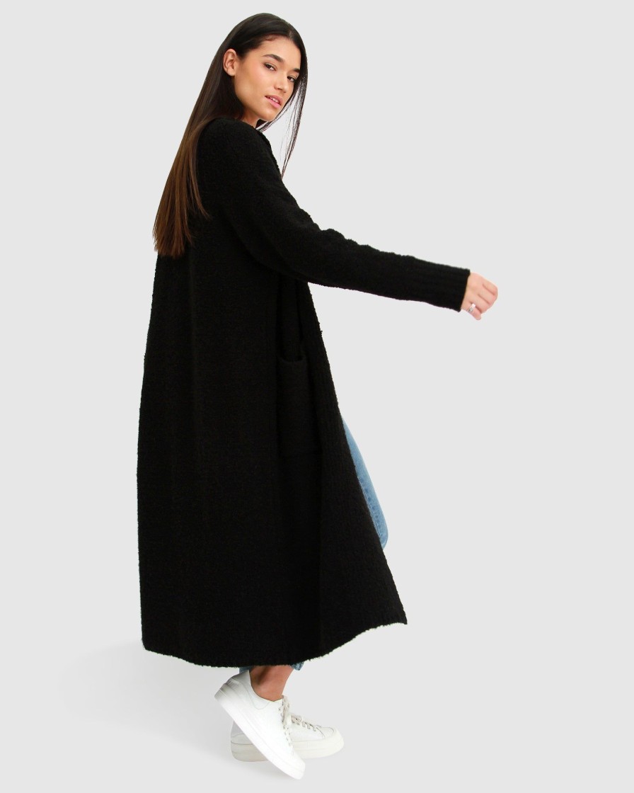 Women Belle & Bloom Jumpers & Knits | Born To Run Sustainable Sweater Coat - Black