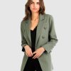 Women Belle & Bloom Suits & Blazers | Princess Polina Textured Weave Blazer - Military