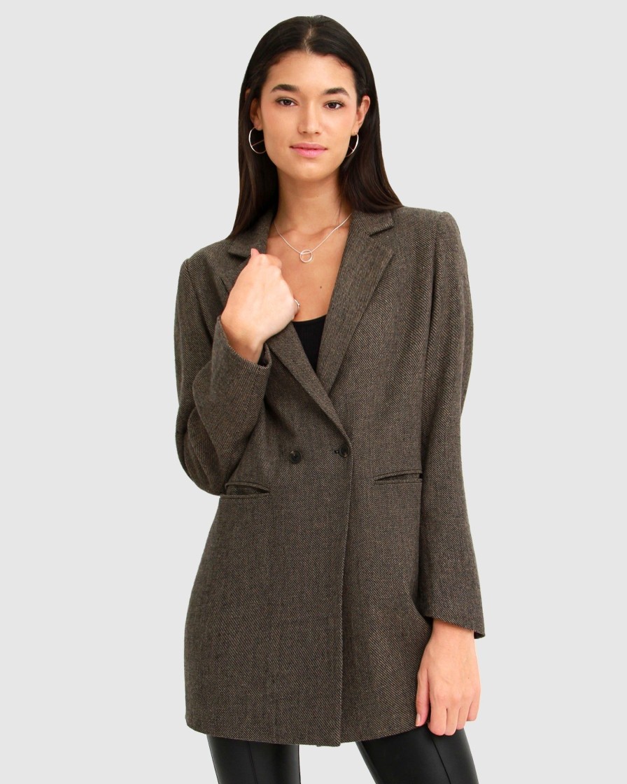 Women Belle & Bloom Wool Coats | Kensington Oversized Coat - Brown